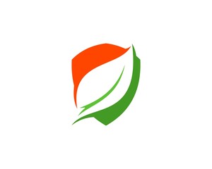 Healthy protection with green leaf in the shield