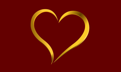 Icon or logo shiny gold heart. The illustration shows precious love.