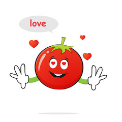 Tomato characters fall in love on a white background - vector