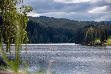 Wolken über dem Packer Stausee im Sommer, Steiermark, Österreich