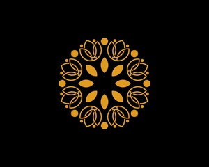 Circular lotus with golden colors