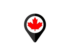 Pin location with red maple leaf inside
