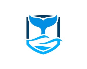 Whale tail and blue waves in the shield