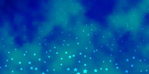 Dark BLUE vector template with neon stars. Blur decorative design in simple style with stars. Theme for cell phones.