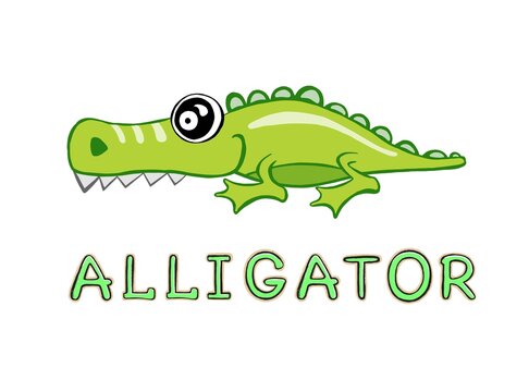  Alligator or crocodile over the sign. Vector illustration