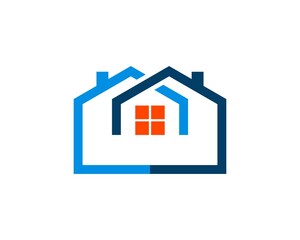 Housing real estate with blue outline