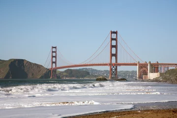 Naadloos Behang Airtex Baker Beach, San Francisco Golden Gate Bridge in San Fracisco, VS, uitzicht vanaf Baker Beach
