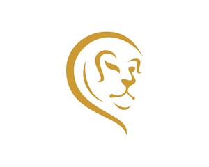 Abstract lion head in gold color