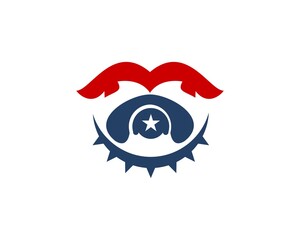 Abstract bulldog face and star