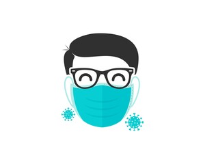 Man face using the healthy mask vector
