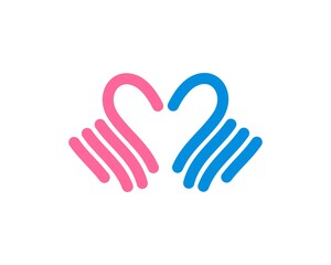 Abstract hand outline form love shape