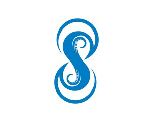 S letter with blue waves