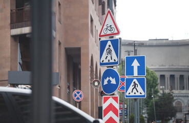 Road signs in the city. Yerevan