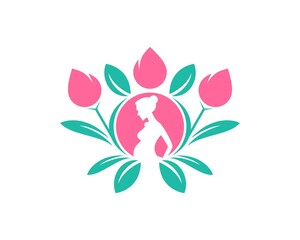 Leaf and flower with pregnant women inside