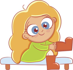 Cute cartoon girl vector illustration on a white background. Hand drawn beautiful, romantic girl for children books, greeting cards, fashion artwork, prints, stickers, t-shirts, apparel or other uses.