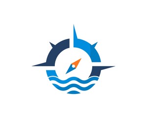 Combination compass with blue waves