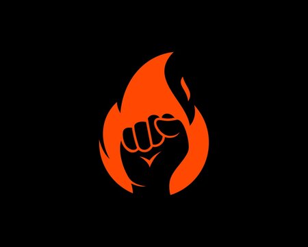 Orange fire with fist hand inside