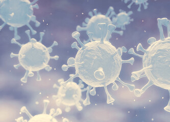 Coronavirus 2019-nCov, coronaviruses influenza. Microscope virus close up