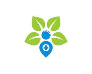 Star leaf with people and health symbol