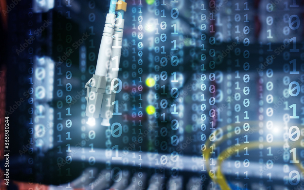 Aufkleber binary code matrix optical cable.