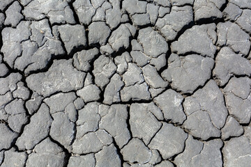 Drought, dried cracked earth. Cracks in clay. Water shortage problem