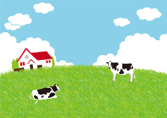 牛の牧場　イラスト