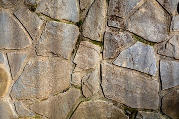 Background of stone wall texture. The surface of the stones is brown