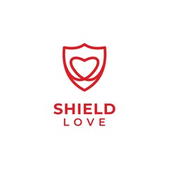 Shield / Secure and Love Logo symbols Vector Template