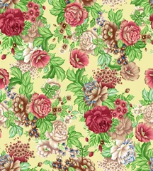 Fototapeten Elegant stylish spring floral seamless pattern with dots and lineart. © Ashash
