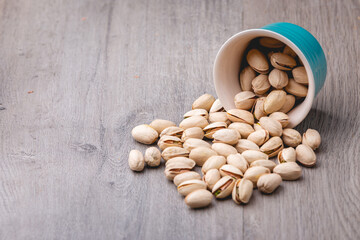 Pistachio on wooden table