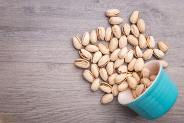 Pistachio on wooden table
