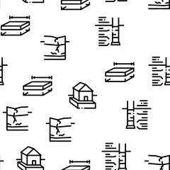 House Foundation Base Seamless Pattern Vector Thin Line. Illustrations