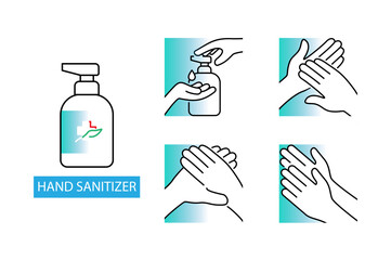 info graphic steps how to use hand sanitizer properly