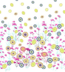 Floral seamless pattern. Flower border background. Floral tile spring texture with flowers.