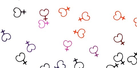 Light Pink, Red vector pattern with feminism elements.