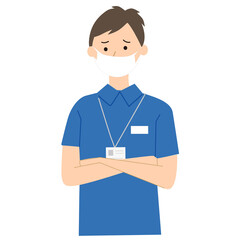 Care staff pose vector illustration