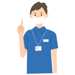 Care staff pose vector illustration