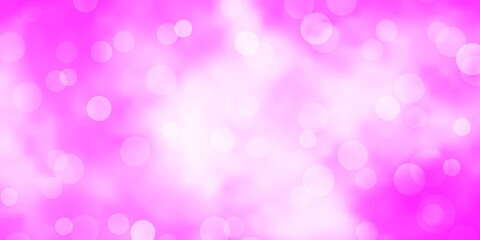 Light Pink vector background with bubbles. Glitter abstract illustration with colorful drops. Pattern for business ads.