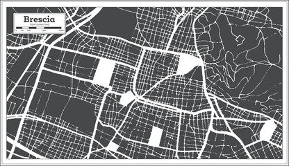 Fototapeta na wymiar Brescia Italy City Map in Black and White Color in Retro Style. Outline Map.