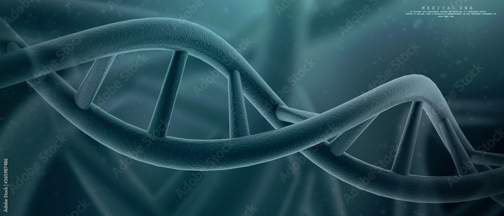 Poster 3d render of dna structure, abstract background