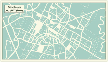 Modena Italy City Map in Retro Style. Outline Map.
