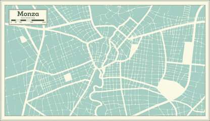 Monza Italy City Map in Retro Style. Outline Map.