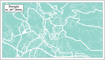 Perugia Italy City Map in Retro Style. Outline Map.