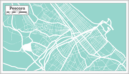 Pescara Italy City Map in Retro Style. Outline Map.