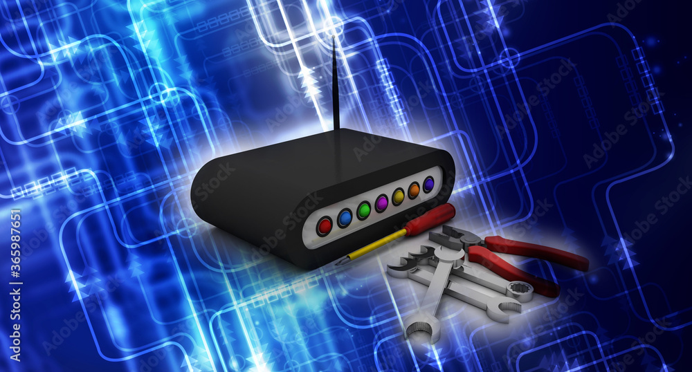 Poster 3d rendering transmitter wifi