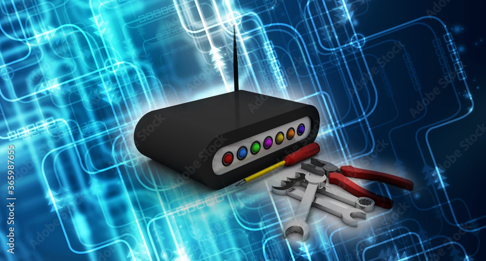 Poster 3d rendering transmitter wifi