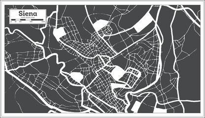 Siena Italy City Map in Black and White Color in Retro Style. Outline Map.