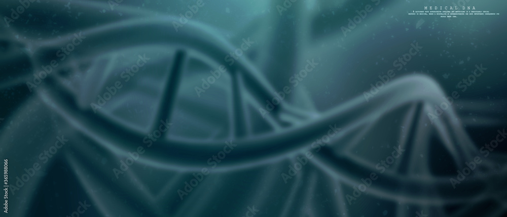 Poster 3d render of dna structure, abstract background