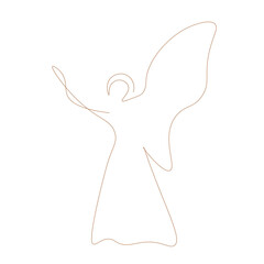 Angel silhouette line drawing vector illustration 