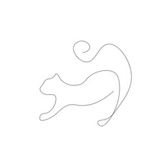 Cat animal on white background. Continuous line drawing. Vector illustration